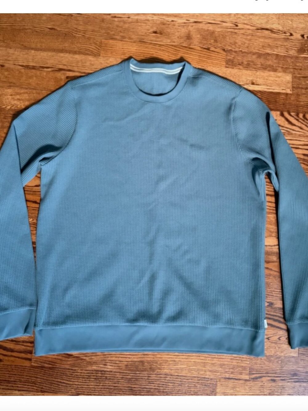 Vuori Shirt Mens XL Blue Sage Gray Tech Waffle Crew Jamestown Long Sleeve